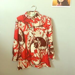 Vintage 70s floral button down top